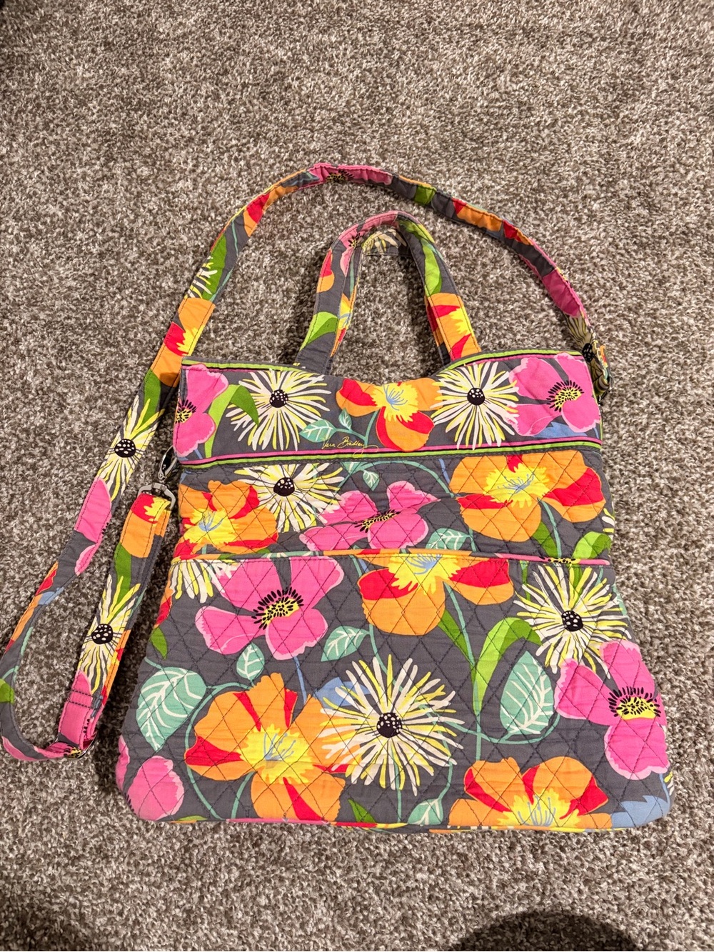 Vera Bradley Floral Quilted Tote Shoulder Bag in Multicolor